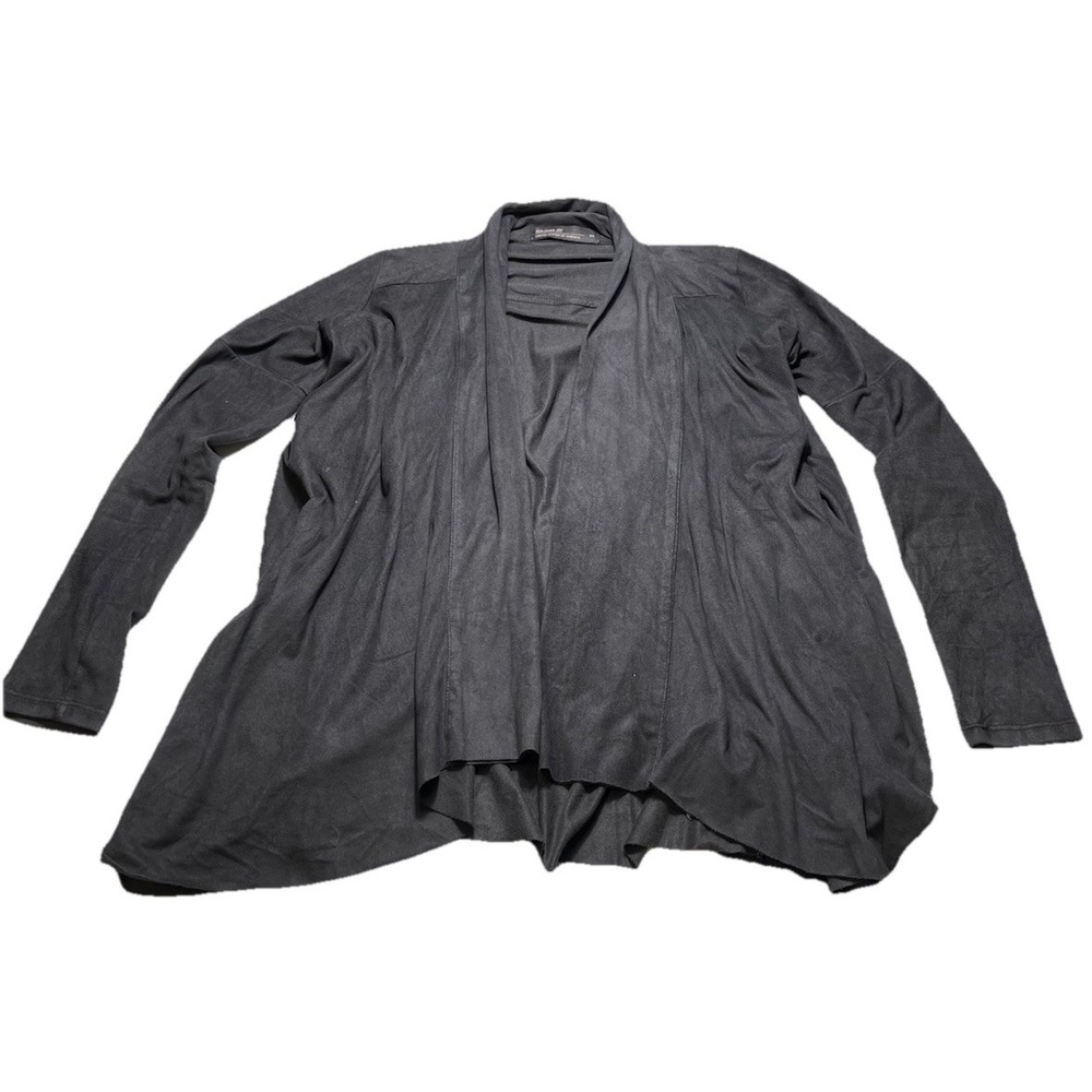 Benjamin Jay Genuine Suede Waterfall Cardigan Womens‎ XS Open Front Drape Jacket